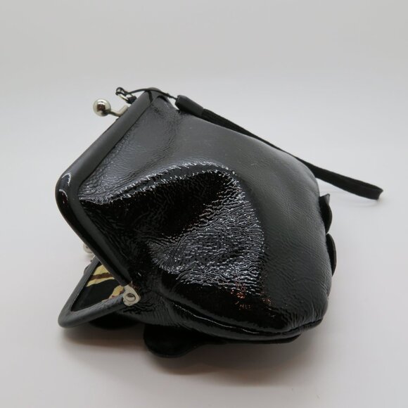 Women Wristlet Brighton Black Patent Leather Wallet Bag Coin Purse Kisslock - Picture 11 of 12